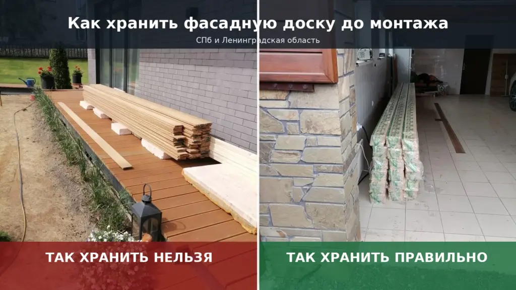 Правильное и неправильное хранение фасадной доски до монтажа