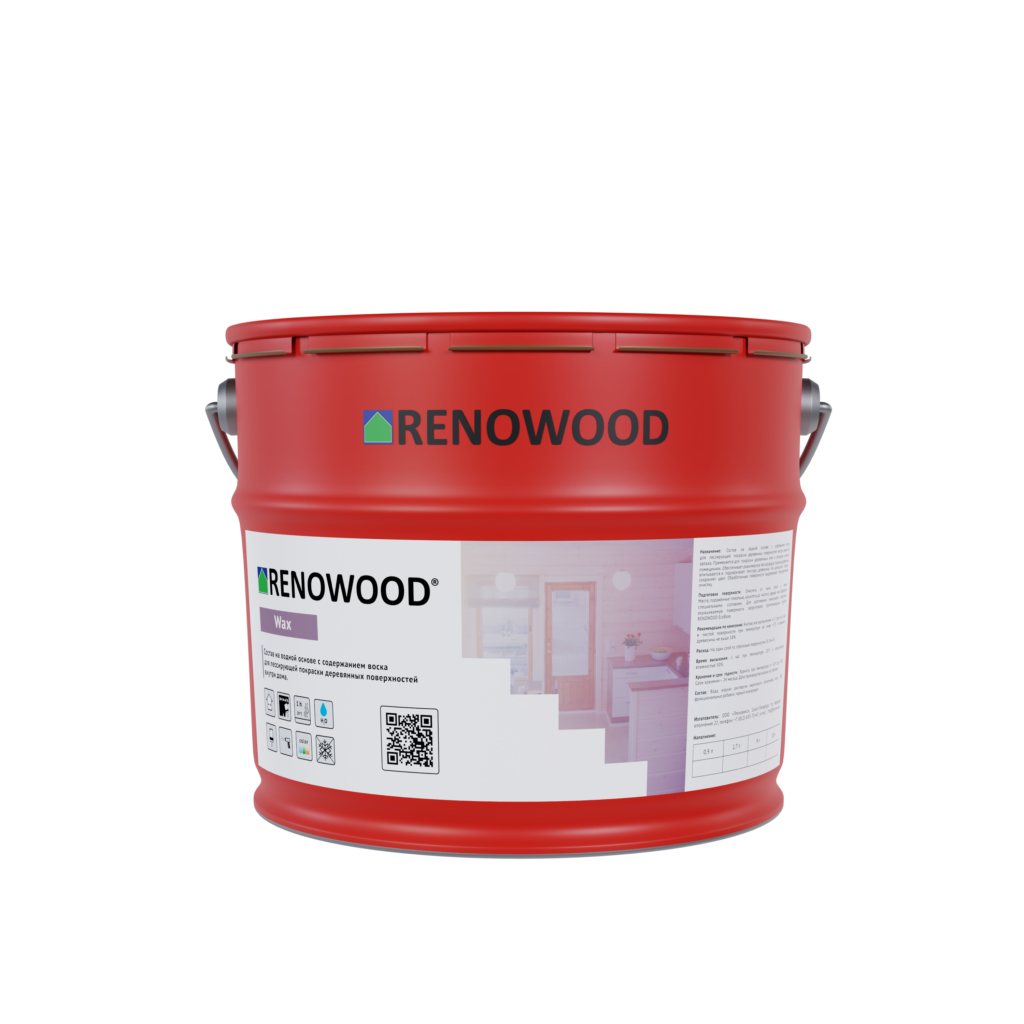 alt="Интерьерный воск Renowood Wax 1 л. — водный состав для лессирующей покраски деревянных стен и потолков"