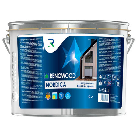 Renowood Nordica полуматовая фасадная краска по дереву