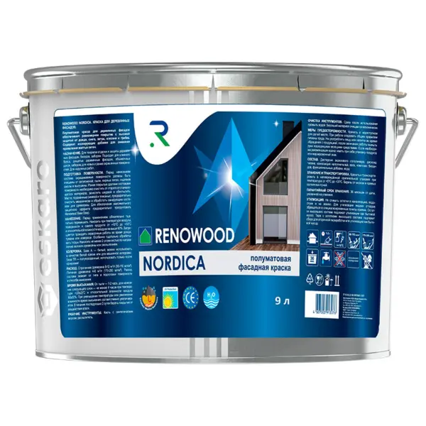 Полуматовая фасадная краска RENOWOOD Nordica для дерева