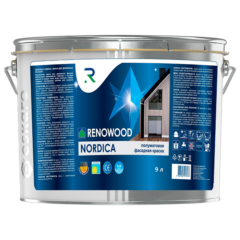 Полуматовая фасадная краска RENOWOOD Nordica для дерева