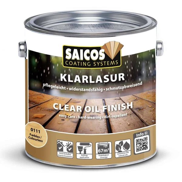 Прозрачная масляная лазурь SAICOS Klarlasur для наружной древесины