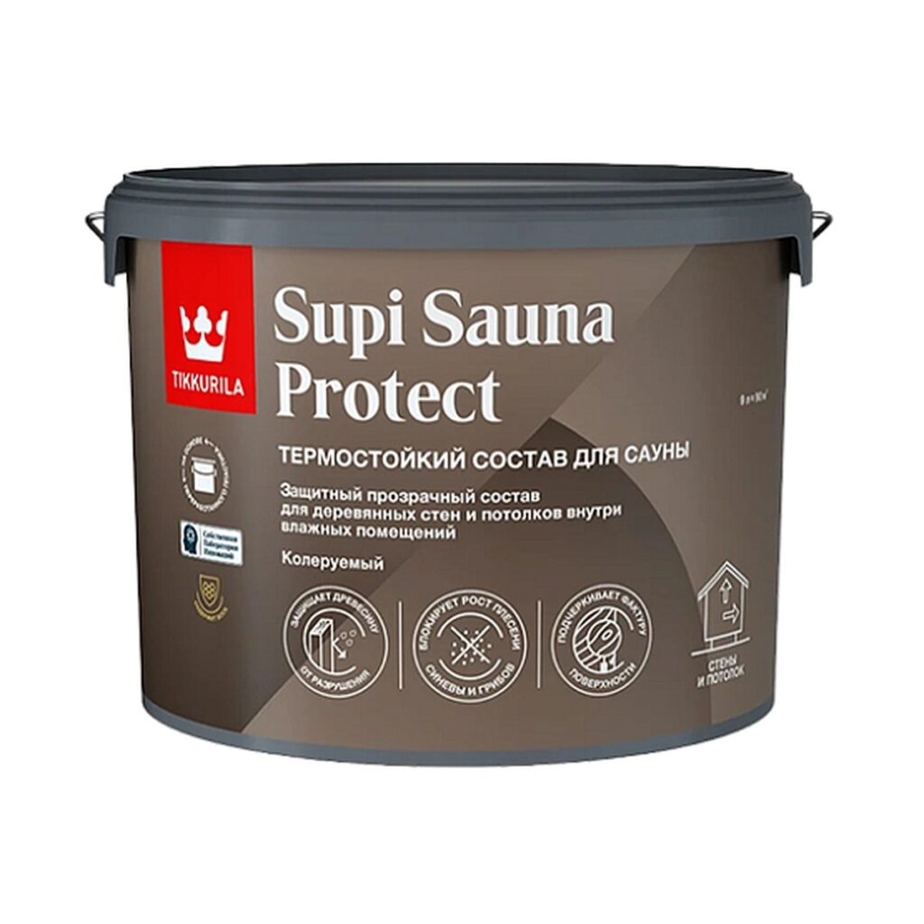 Защитный состав Tikkurila Supi Sauna Protect EP для стен и потолков сауны